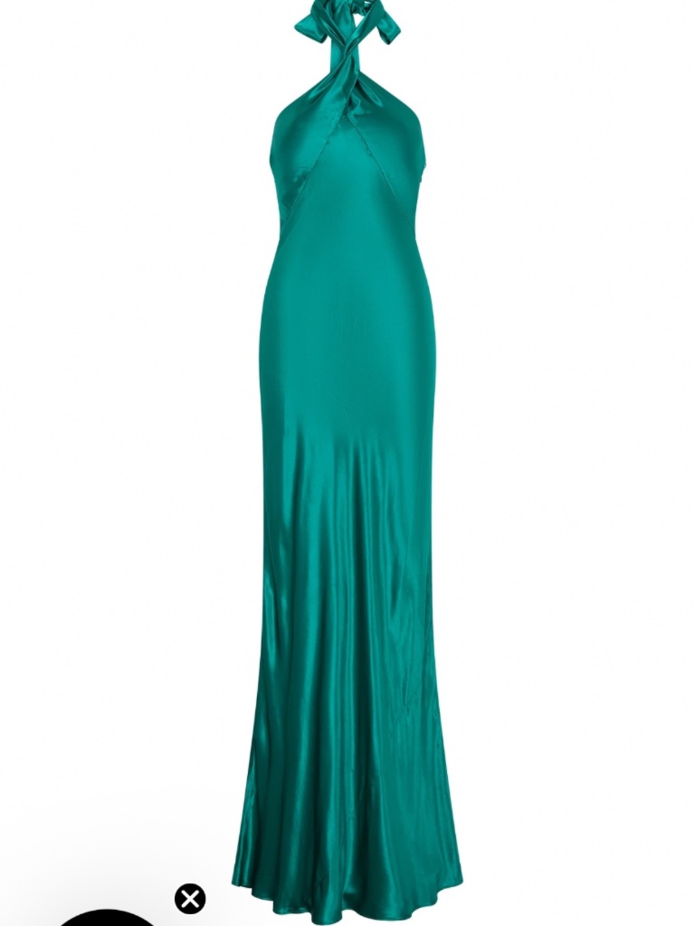 Green Maxi dress cross front halter neck